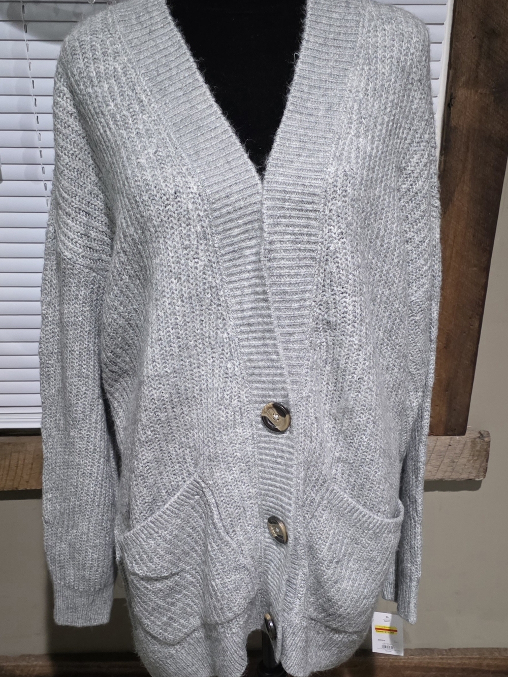 SO Light Gray Button Front Knit Cardigan